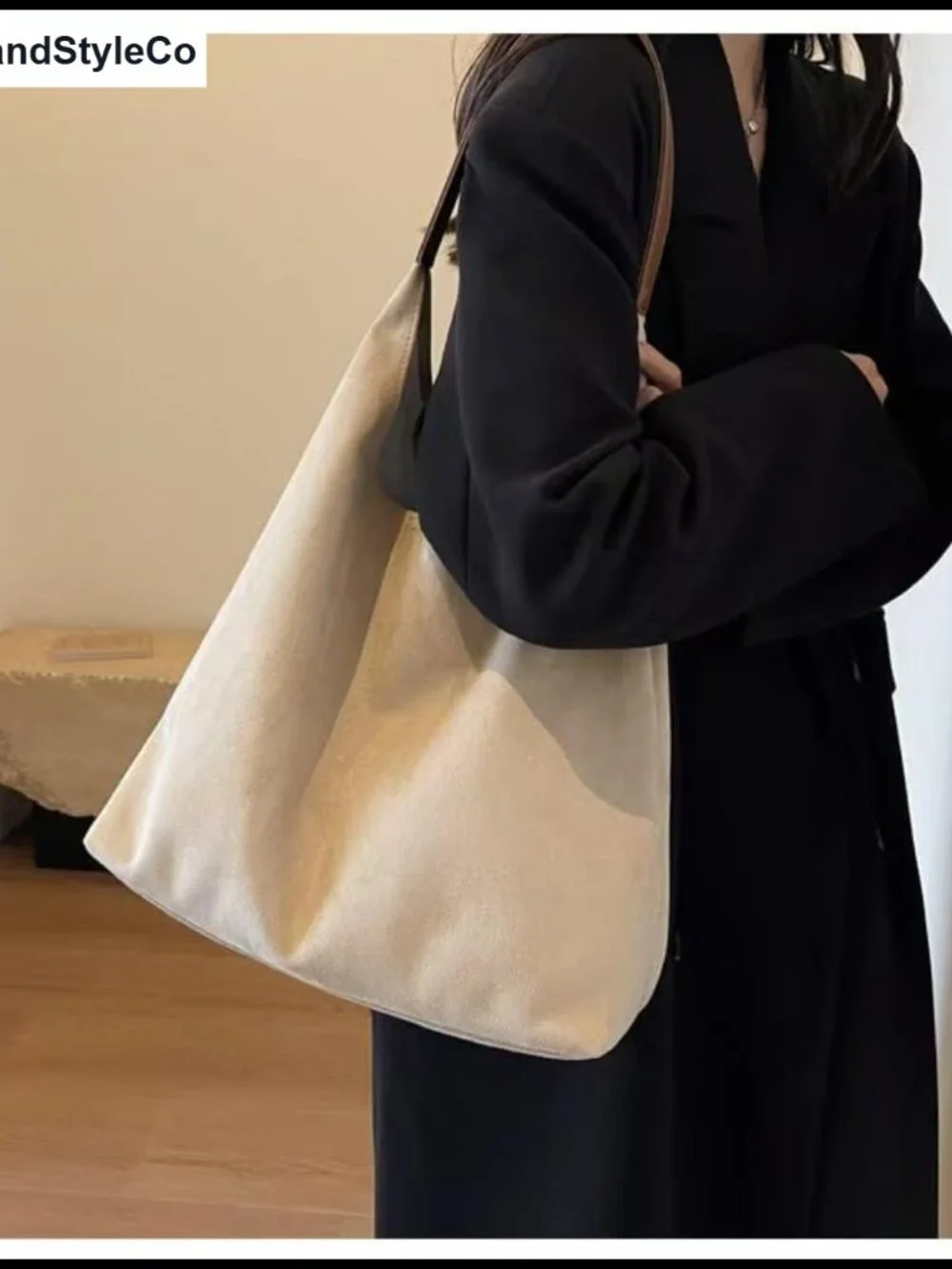 Faux Suede Slouchy Hobo Bag - Retro Shoulder Tote Handbag